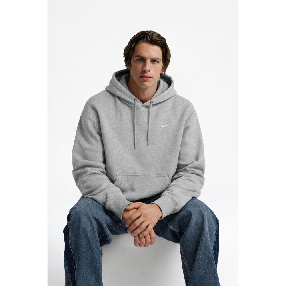 Nike Gray Small Swoosh Hoodie Men’s M Minimalist Retro 'Vintage Style'